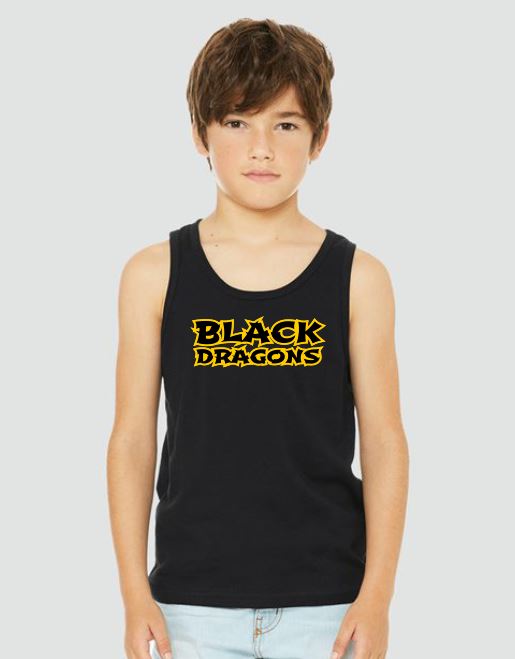 Black Dragons Words Bella Canvas Youth Jersey Tank