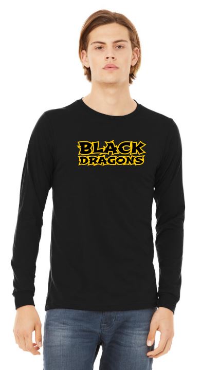 Black Dragons Words Bella Canvas - Ringspun Cotton Long Sleeve T-Shirt