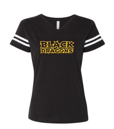 Black Dragons Words Women's V- Neck Fine Jersey Tee