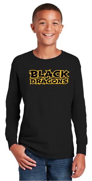 Black Dragons Words Bella Canvas - Ringspun Cotton Youth Long Sleeve T-Shirt