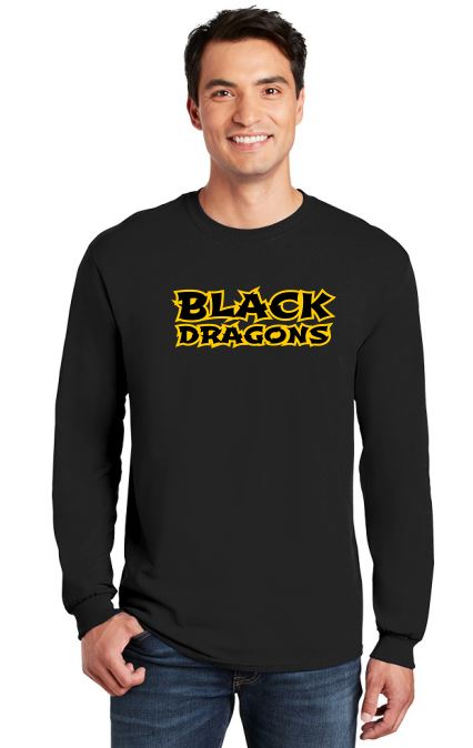 Black Dragons Words Gildan - Heavy Cotton™ Long Sleeve T-Shirt