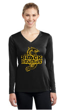 Black Dragons Ladies Cooling Performance Long Sleeve V-Neck T-Shirt