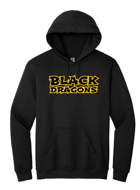 Black Dragons Words Design Performance Wicking Fleece Hoodie