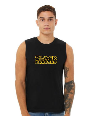 Black Dragons Words Mens Bella Canvas - Jersey Muscle Tank