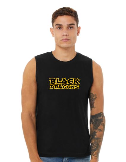 Black Dragons Words Mens Bella Canvas - Jersey Muscle Tank