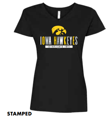 Iowa Hawkeyes Ladies Stamped V-neck